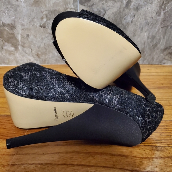 Zigi Soho Romance black lace platform heels - Picture 5 of 6